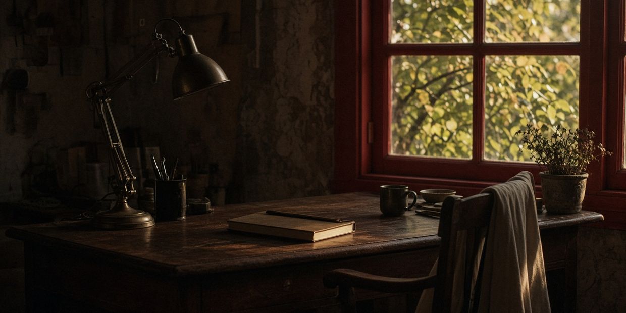 A quiet desk by a window