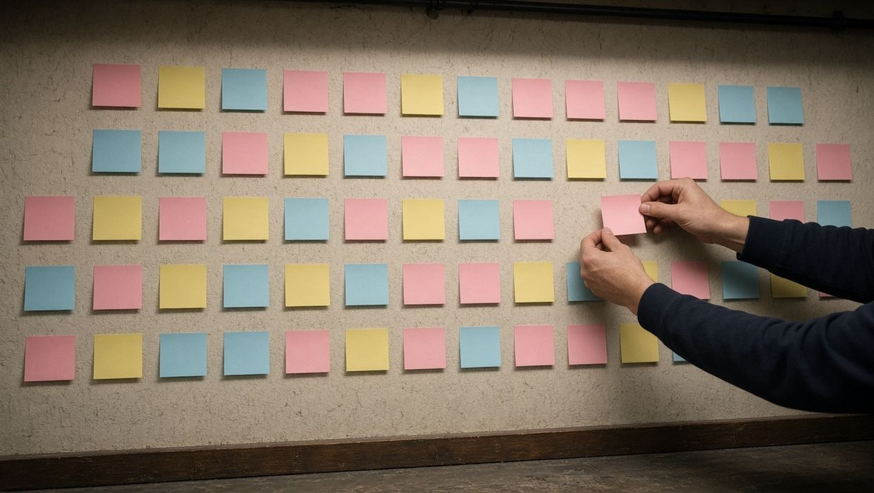 A wall of sorted sticky notes